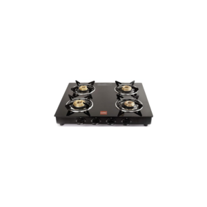 CELLO PRIMA GAS STOVE 4 BURNER STAINLESS STEEL, GLASS TOP, (ISI CERTIFIED, BLACK), OPEN
