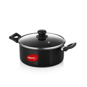 PIGEON NON-STICK CASSEROLE CAKE POT 2.85 L WITH GLASS LID NON-INDUCTION BASE - (BLACK)